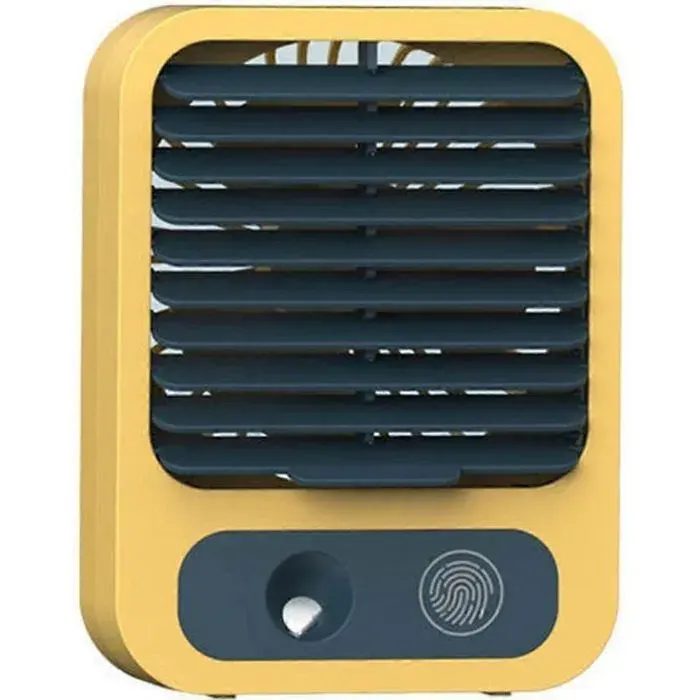 Ventilateur brumisateur portable silencieux et rafraîchissant avec 3 vitesses réglables et rechargeable par USB.