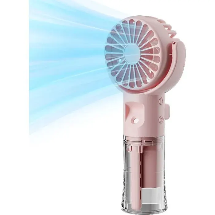 Ventilateur brumisateur portable Ventilateur portatif rechargeable - Refroidisseur portable 4 vitesses glacière de randonnée rose