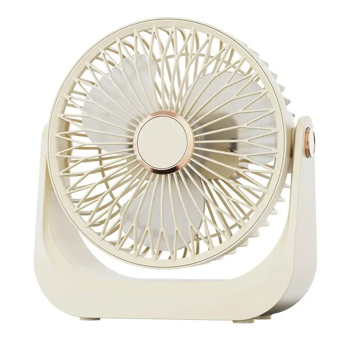 Ventilateur bureau portable 20cm – Pales 15cm – Silencieux 3 vitesses – Inclinaison 90° – Abricot