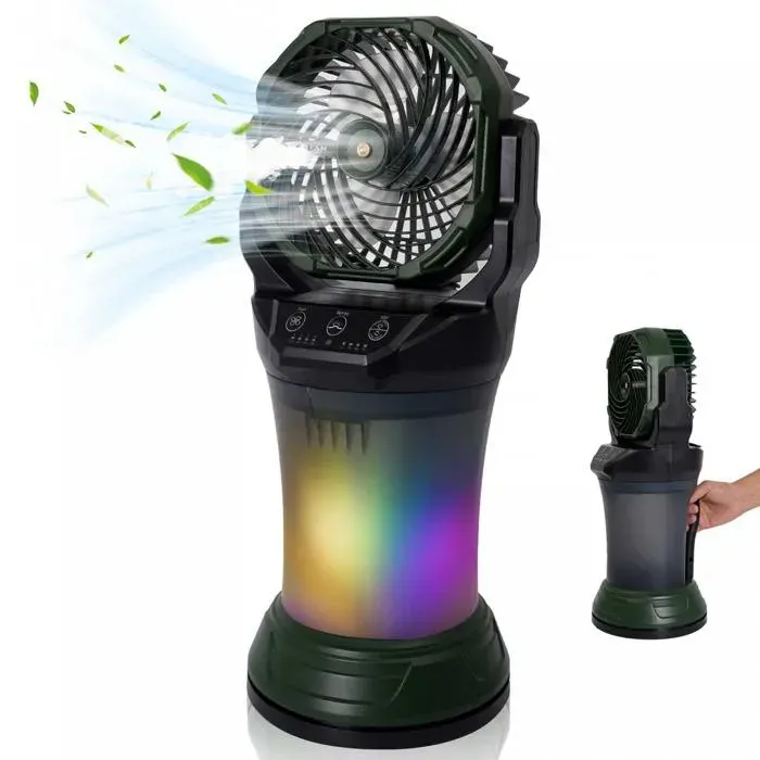Ventilateur - BYTELIKE - Ventilateur de Camping Portable - Batterie 15000 mAh - Brumisateur 2L - LED RGB