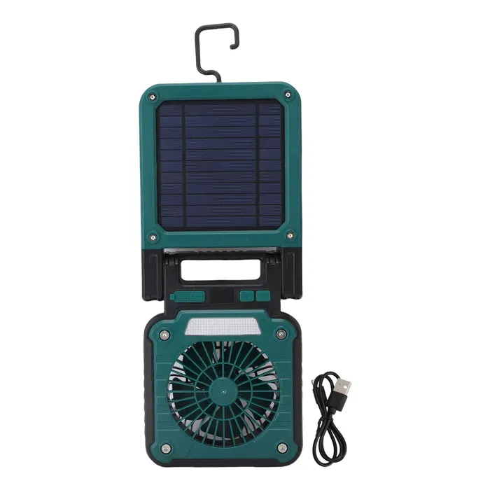 Ventilateur camping solaire – MLBQ – LED 5 modes – 4000 mAh – Solaire/USB – Randonnée urgence