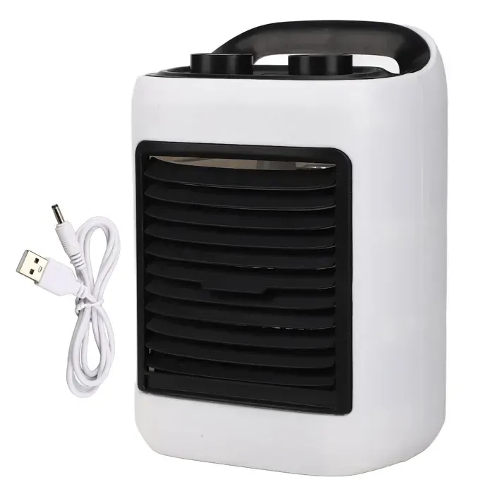 Ventilateur Climatisé USB – Refroidissement Rapide 3s Silencieux 3 Vitesses – Portable pour Bureau Chambre Voyage – Blanc