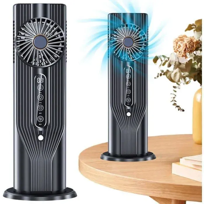 Ventilateur Climatiseur portable avec brumisation et 6 vitesses pour refroidissement efficace bureau chambre Ventilateur(Noir)