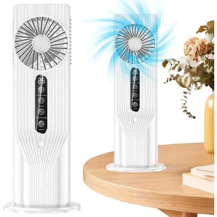 Ventilateur Climatiseur portable avec brumisation et 6 vitesses pour refroidissement efficace bureau chambre Ventilateur(Blanc)