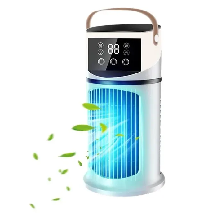 Ventilateur Climatiseur Portable Silencieux 4 en 1Ventilateur RafraîchissantTrous de Brume Réglablespour Chambre Bureau Dortoir