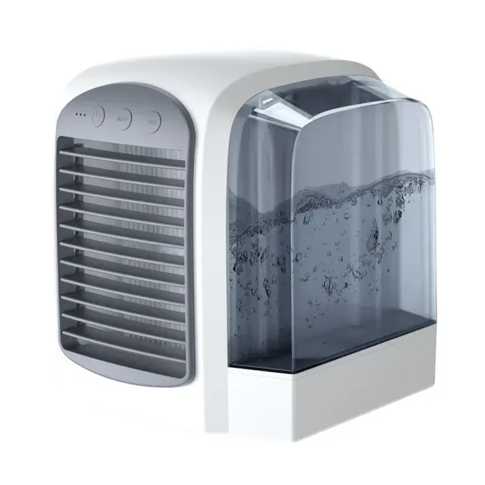 Ventilateur climatiseur portable USB 3 vitesses 380ml mini refroidisseur d’air silencieux usage bureau & maison 17x152x157cm