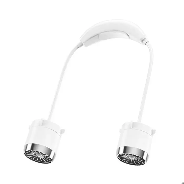 Ventilateur col portable 100 vitesses infinies Charge USB-C 800mAh batterie tuyaux PVC flexibles & ventilation puissante