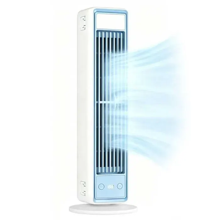 Ventilateur colonne 12x12x355cm 5 vitesses de vent Contrôle du vent à distance Ventilateur tour sans pale mural oscillant Blanc
