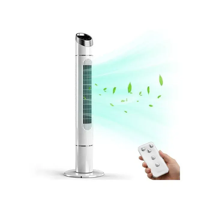 Ventilateur colonne - ALIGHTUP - 40 watts - 3 vitesses - Fonction de minuterie - oscillation 80° - blanc