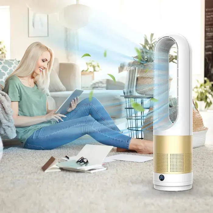 Ventilateur colonne sans pale 18 pouces ultra silencieux minuterie 8H oscillant à 80° contrôle tactile et télécommande