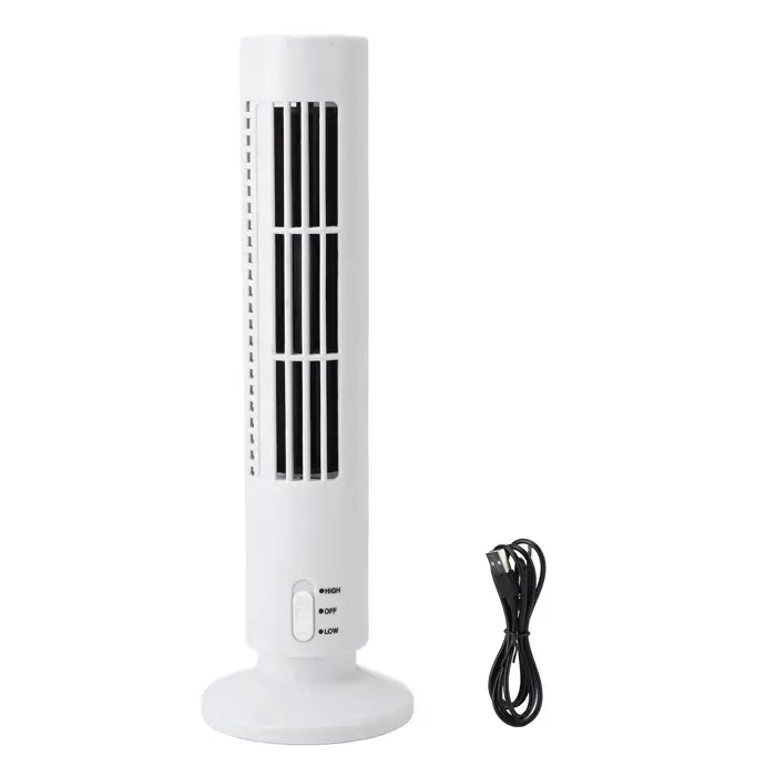 Ventilateur colonne sans pale – USB silencieux 2 vitesses – pour bureau chambre – Blanc 6x33cm