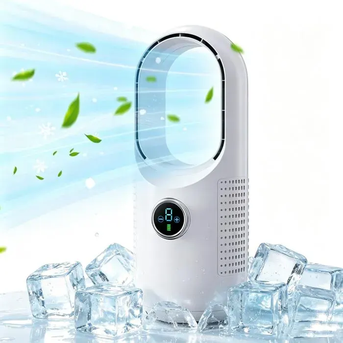 Ventilateur Colonne Sans Pale Ventilateur Tour Sans Rechargeable Moteur Turbo Silencieux 80° Rotation 3 Niveaux Maison Bureau