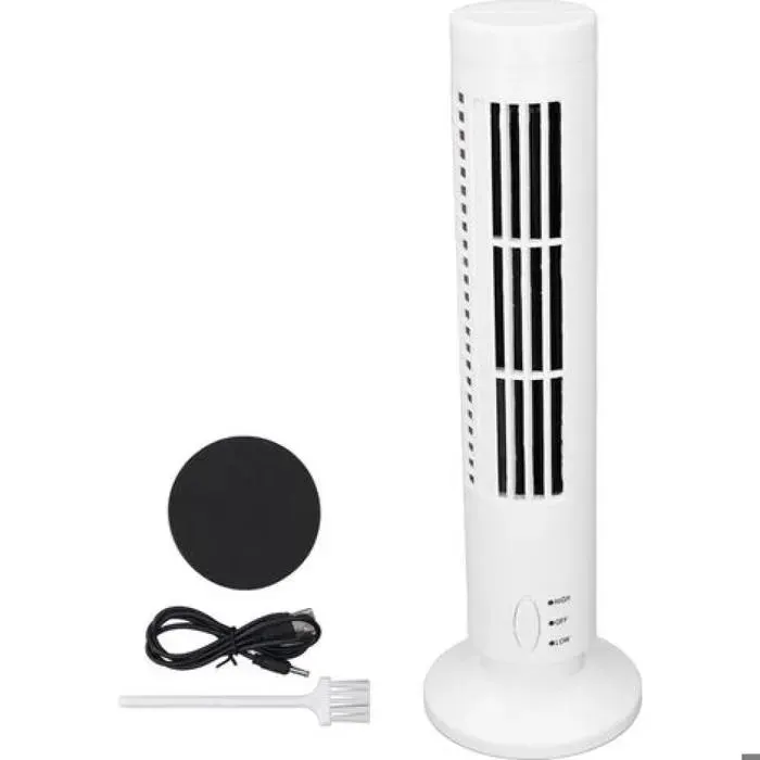 Ventilateur colonne sans pales 2 vitesses silencieux économe en énergie portable pour la maison et le bureau (blanc).