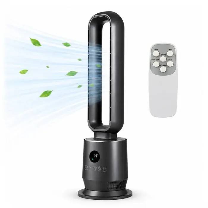 Ventilateur colonne sans pales - Générique - Modèle standard - 3 vitesses - Télécommande - Silencieux — coloris Noire