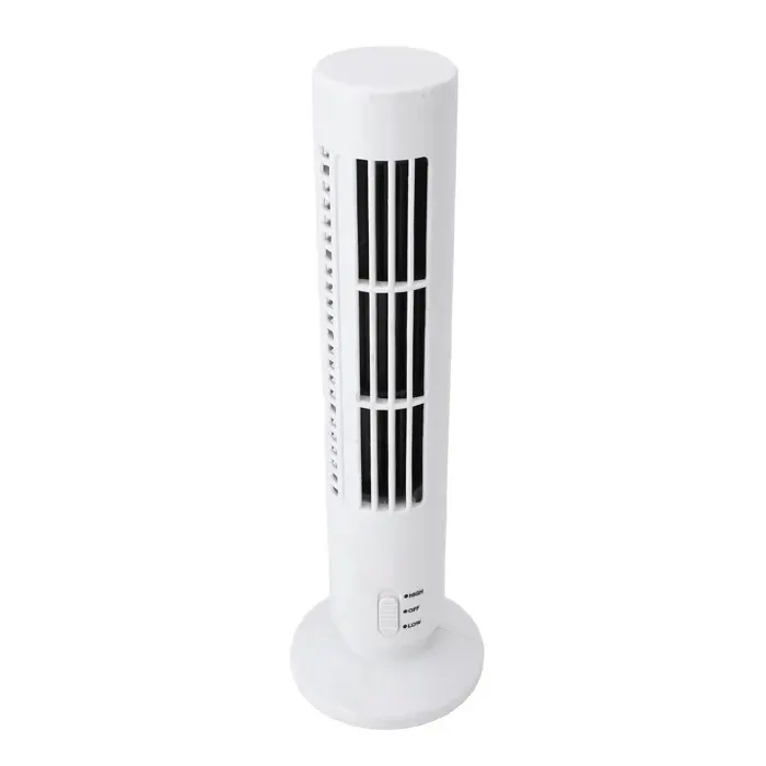 Ventilateur colonne sans pales – Silencieux 2 vitesses USB – Bureau Chambre – Blanc
