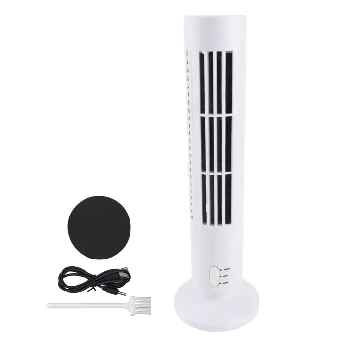 Ventilateur colonne sans pales – USB 2 vitesses silencieux – pour bureau maison – Blanc