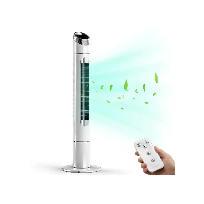 Ventilateur colonne - silencieux 25dB - scillant 80° - 3 vitesses 3 modes - Minuterie 12H - noir — coloris Blanc