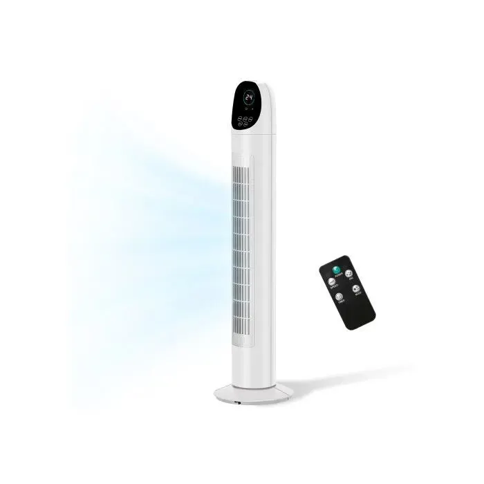 Ventilateur colonne - silencieux 25dB - scillant 80° - 3 vitesses - Minuterie 9H — coloris Blanc