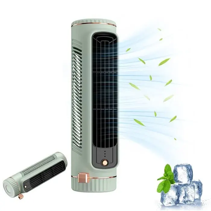 Ventilateur colonne silencieux rafraîchisseur dair climatiseur ventilateur tour 3 vitesses rechargeable par USB vert