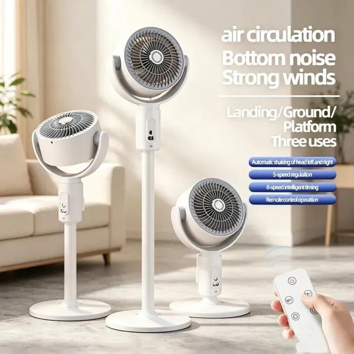 Ventilateur Colonne USB Rechargeable 4000mAh 5 Vitesses 27dB Silencieux 90° Oscillation 3 Hauteurs 8h Minuterie Pour Maison Bureau