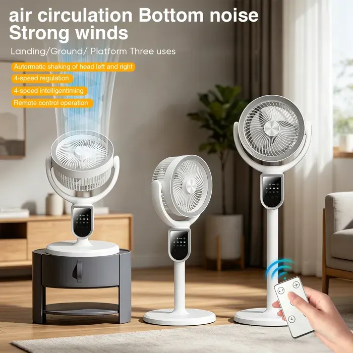 Ventilateur Colonne USB Rechargeable 4800mAh 4 Vitesses 4 Minuteries 140° Oscillation 3 Hauteurs Pour Maison Bureau
