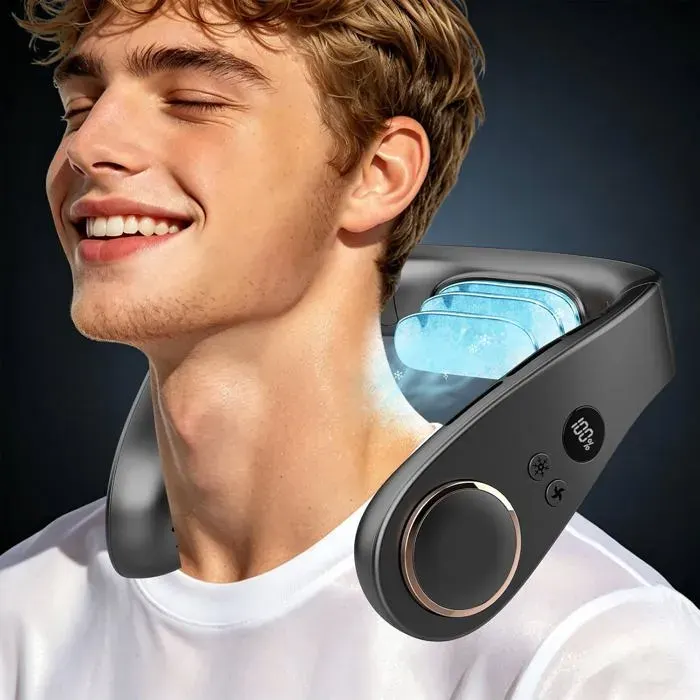 Ventilateur Cou Rechargeable5500mAh Petit Climatiseur Mobile Ventilateur de Tete Ultra Silencieux