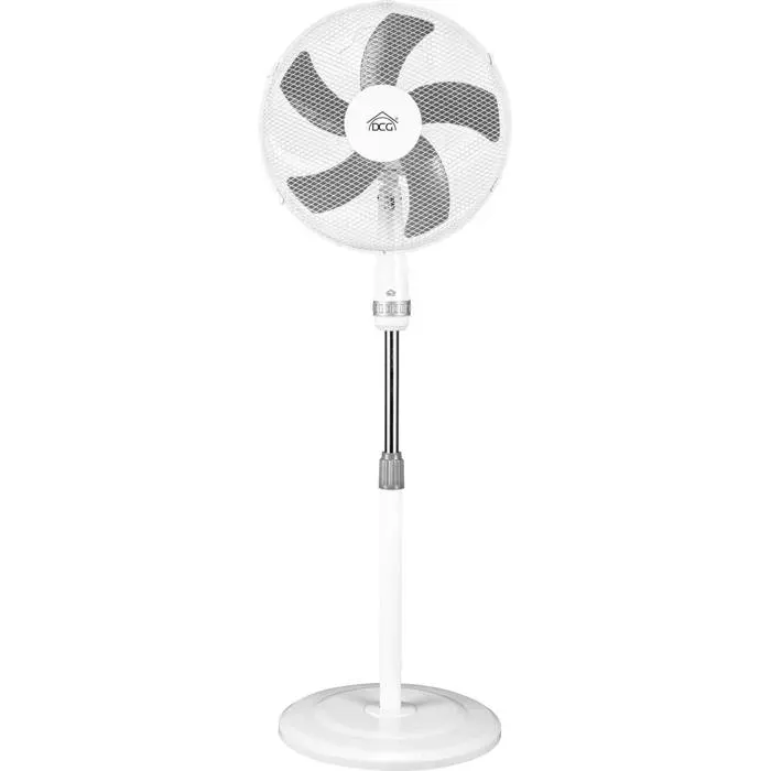 Ventilateur - DCG - 40 cm - 5 pales - Couleur blanche - Hauteur 130 cm