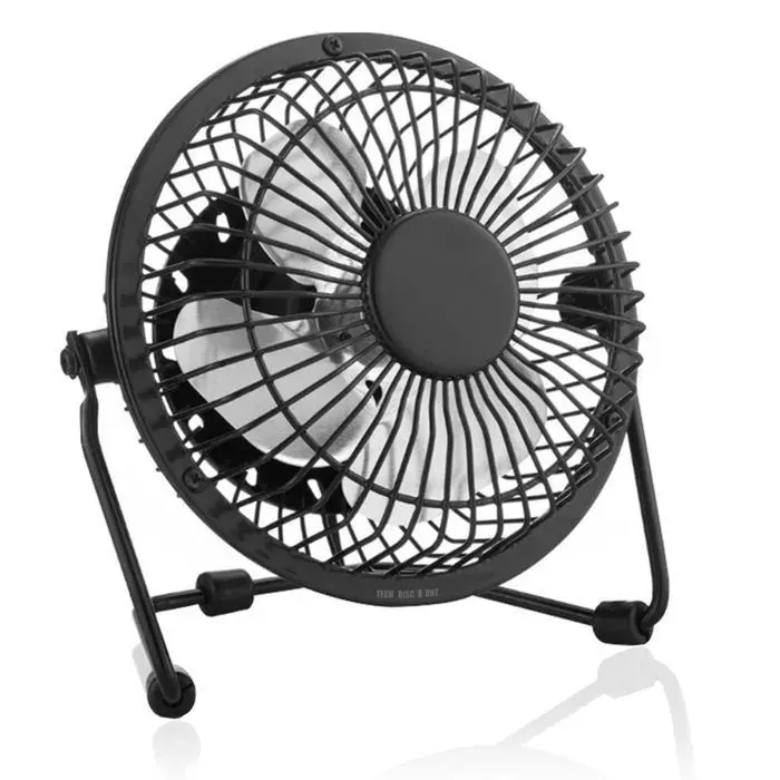Ventilateur de bureau 24x23cm 8 pouces Petit ventilateur USB en fer et aluminium mini ventilateur portable électrique — coloris Noir