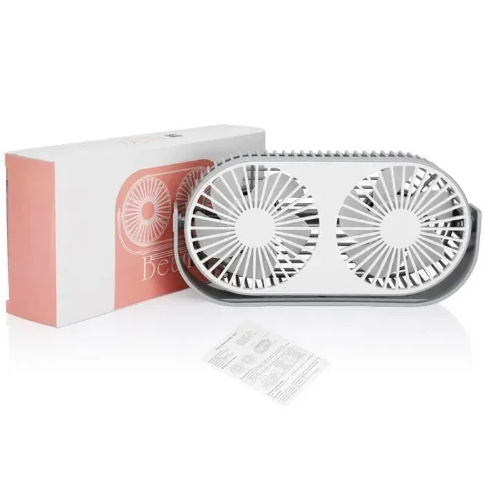 Ventilateur de bureau à deux têtes - Vvikizy - Blanc - Faible consommation dénergie - Ultra silencieux - Rotation à 360 degrés — coloris Blanche