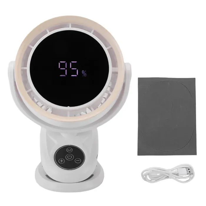 Ventilateur de bureau – Affichage LED pince oscillant silencieux rechargeable USB – Pour bureau chambre lecture