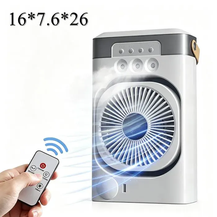 Ventilateur de bureau avec télécommande Ventilateur climatiseur de bureau 3 en 1 avec fonction dhumidification 3 vitesses Blanc