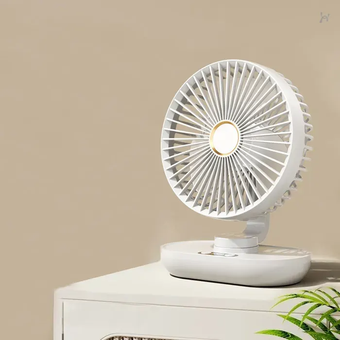 Ventilateur de Bureau Blanc Oscillant - 5 Vitesses Rechargeable/USB Affichage Numérique