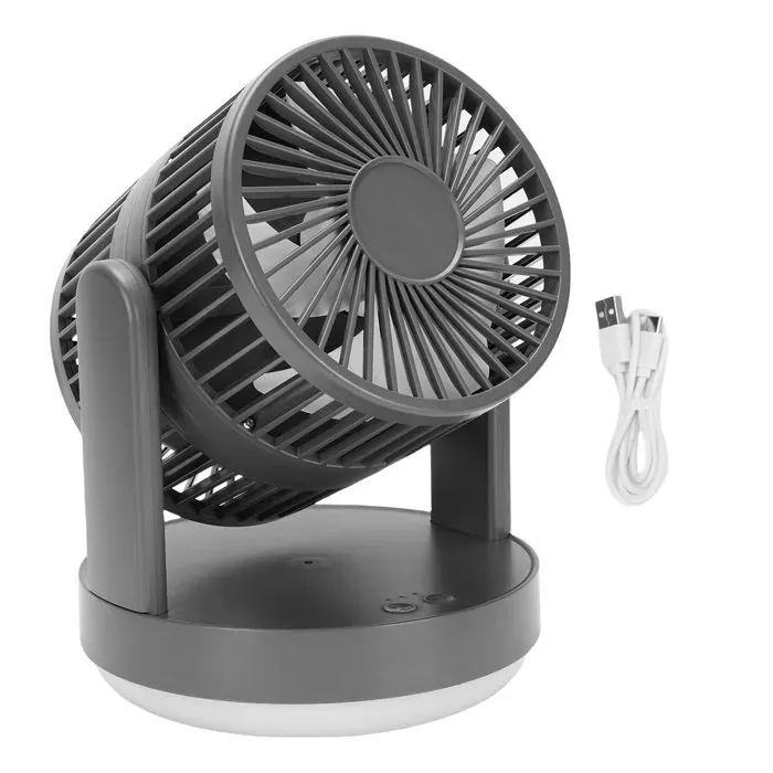 Ventilateur de bureau – Double flux oscillant 6000mAh lumière nocturne – Pour maison chambre – Gris foncé