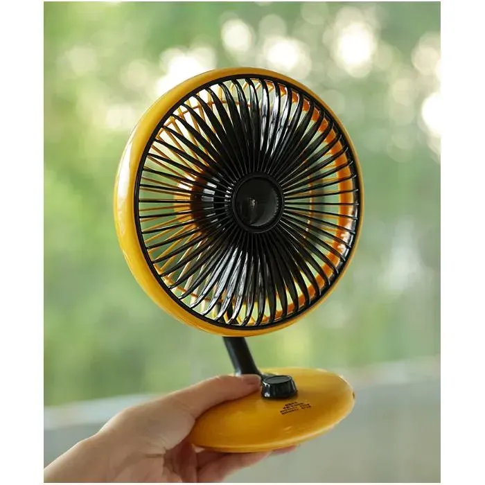 Ventilateur de bureau jaune design vintage