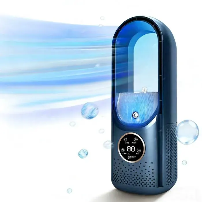 Ventilateur de bureau - JOULLI - Tour portable - Minuterie - 6 vitesses - Humidification
