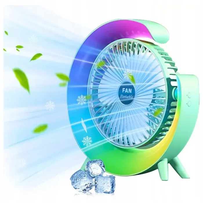 Ventilateur de bureau LED RGB 3 vitesses pour lété puissant et silencieux. — coloris Vert