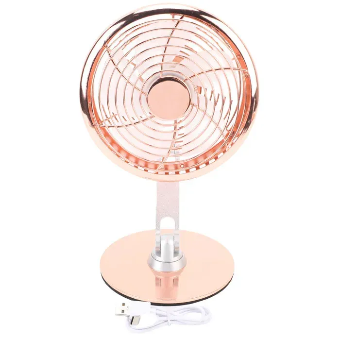 Ventilateur de bureau – Métal rétro 3 vitesses USB silencieux rotatif 360° – Pour maison bureau – Or rose