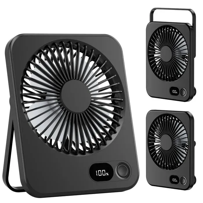 Ventilateur de Bureau Mini Ventilateur Portable avec Batterie Rechargeable de 3600 mAh Silencieux 180° Inclinable