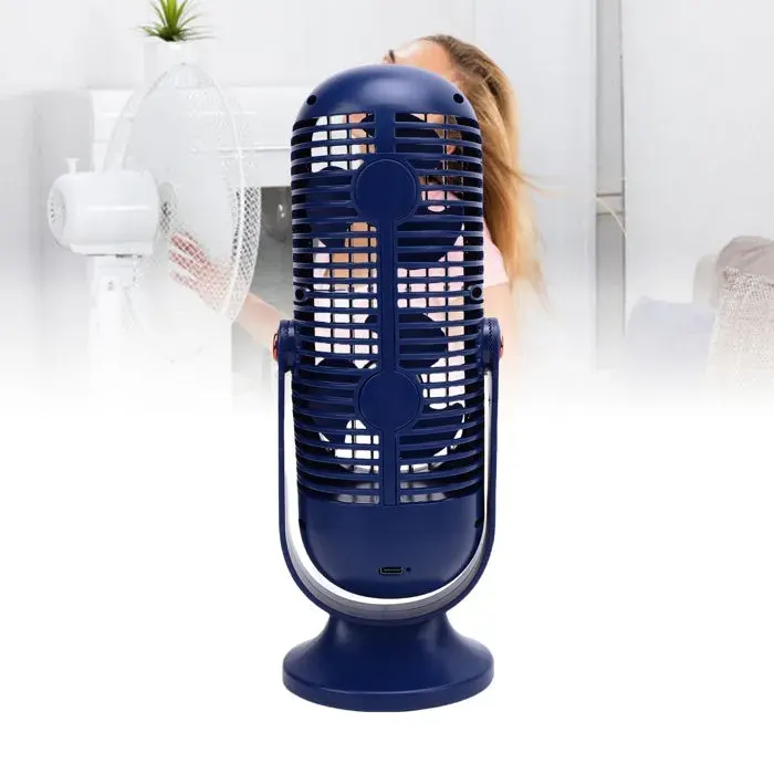 Ventilateur de bureau – moteur sans balais 5 vitesses USB rechargeable – ultra-silencieux 30 dB – 25 cm bleu