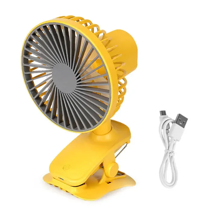 Ventilateur de bureau– Pince réglable 360° USB silencieux – pour bureau maison – Jaune