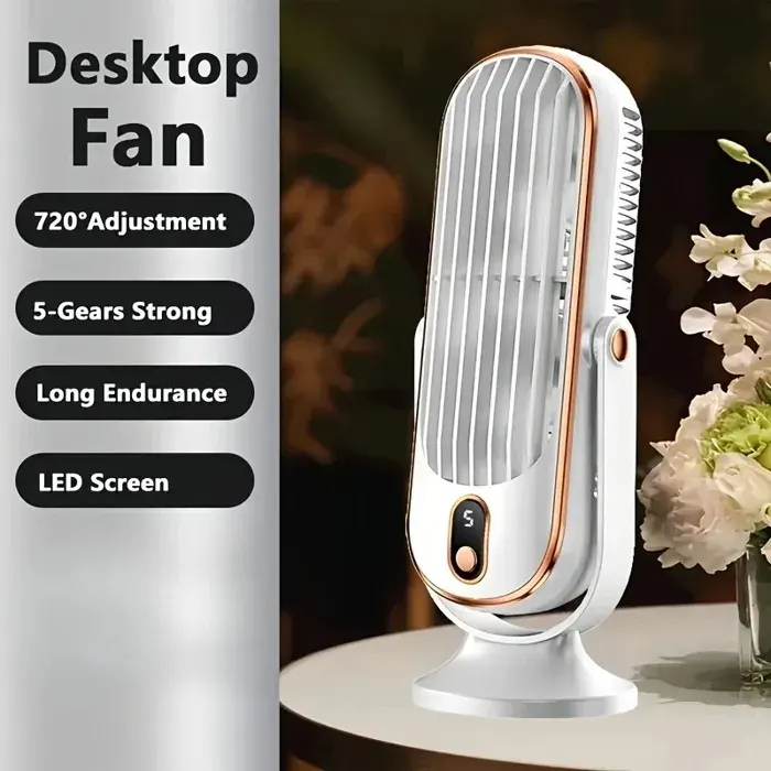 Ventilateur de bureau portable à double moteur avec grande batterie amélioréeidéal pour bureauvoyagescampingcamping-cars-BLANC
