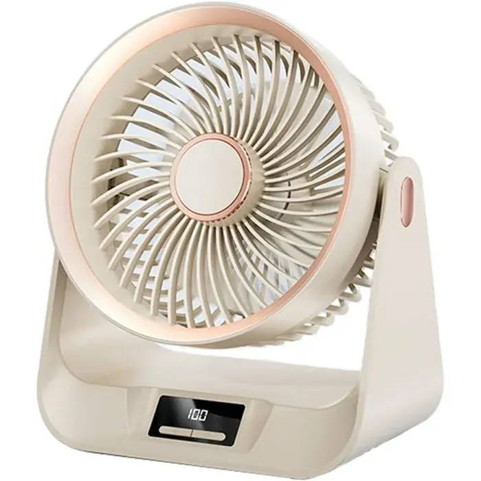 Ventilateur de bureau portable avec fonction minuterie 5 vitesses de ventilation rechargeable et angle réglable