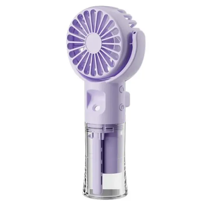 Ventilateur de bureau portable rechargeable avec 4 réglages de vitesse et brume deau pour enfants et étudiants (violet)