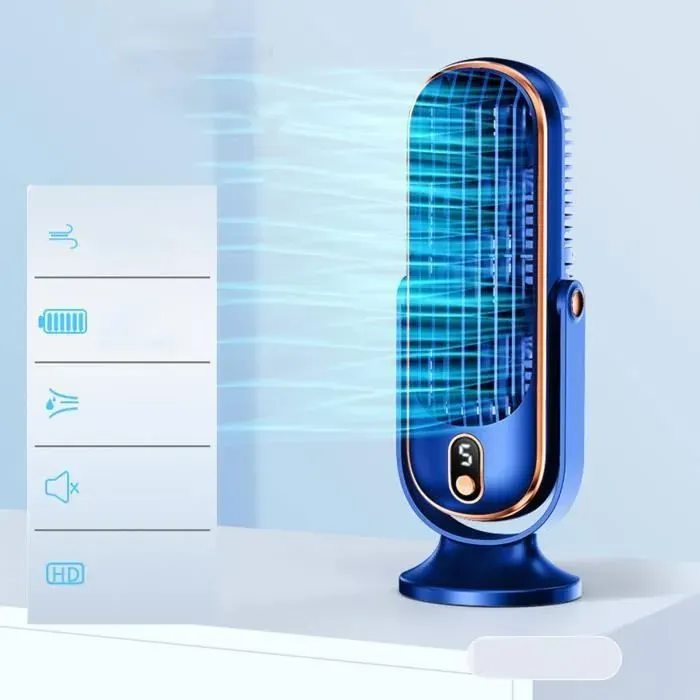Ventilateur de bureau portable rechargeable par USB - Vvikizy - Bleu - Batterie Li-Ion 1800mah - 355g - ABS — coloris Bleue