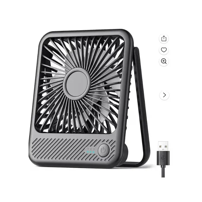 Ventilateur de bureau portable rechargeable USB - 3 vitesses rotation à 180° mini ventilateur de table pour la maison le bureau