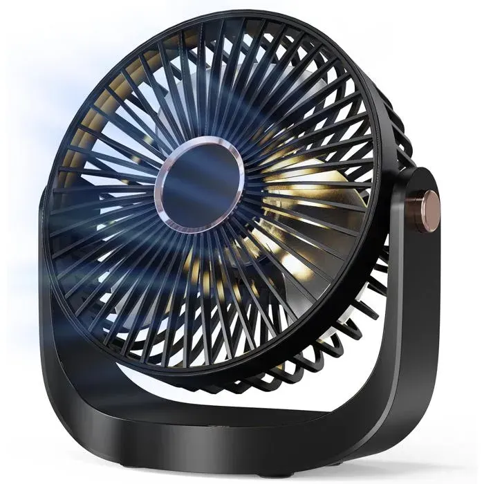 Ventilateur de Bureau Portable USB-3000mAh Ventilateur de Table Silencieux5 VitessesJusquà 8hFaible Bruit 20dBRotation à 360°
