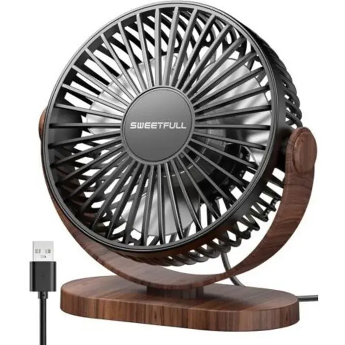 Ventilateur de bureau portable USB - LON® - silencieux 45 dB - 3 vitesses - design compact et rechargeable