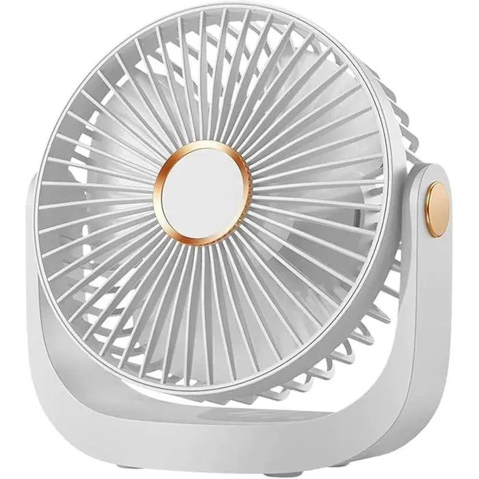 Ventilateur de Bureau Portable Ventilateur USB 4000 mAh Batterie Rechargeable Mini Ventilateur 5 Vitesses avec Veilleuse Blanc