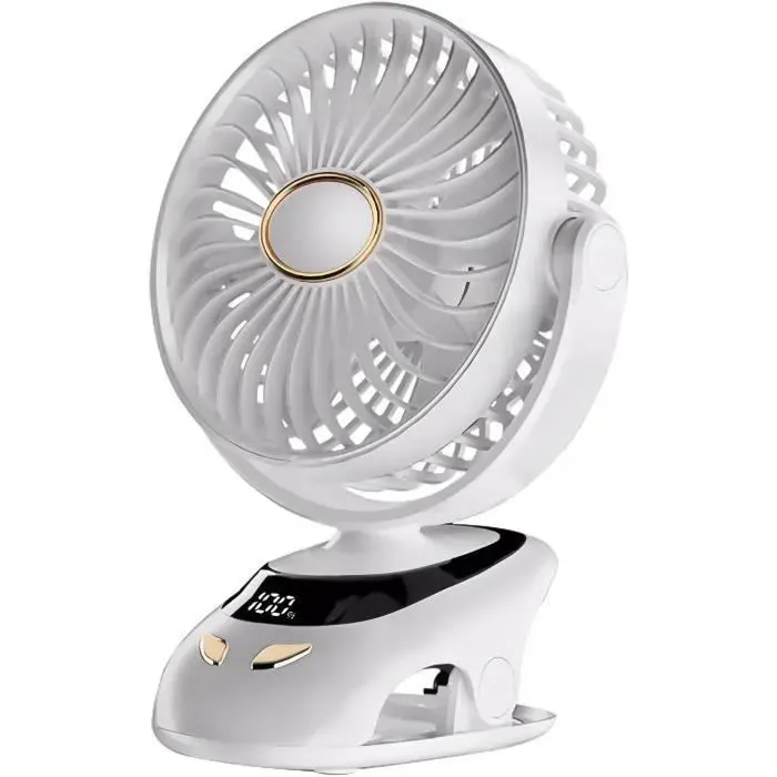 Ventilateur de Bureau - PZCC - Portable Mini USB - 5 Vitesses - Silencieux - Affichage LED