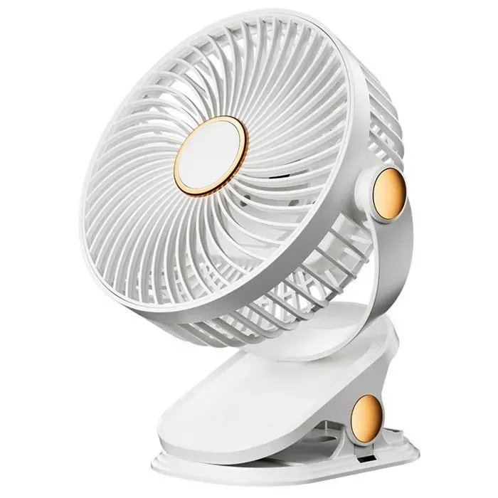 Ventilateur de bureau rechargeable à clipser - Rotation à 720 ° - Ventilateur LED - 5 vitesses réglables